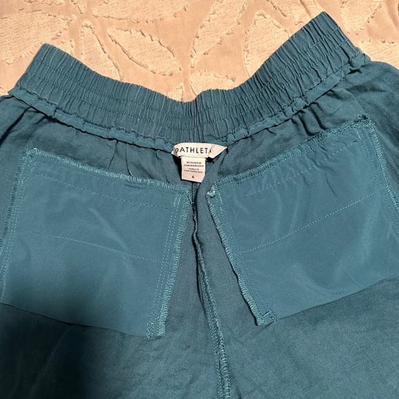 Athleta teal wide leg cropped linen pants, size 6 - Picture 5 of 6